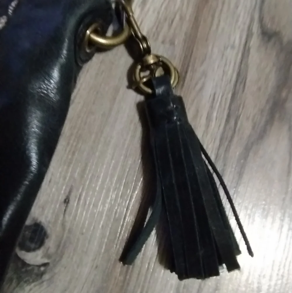 The Sak Indio Black Leather Hobo Shoulder Bag Purse Braided Strap